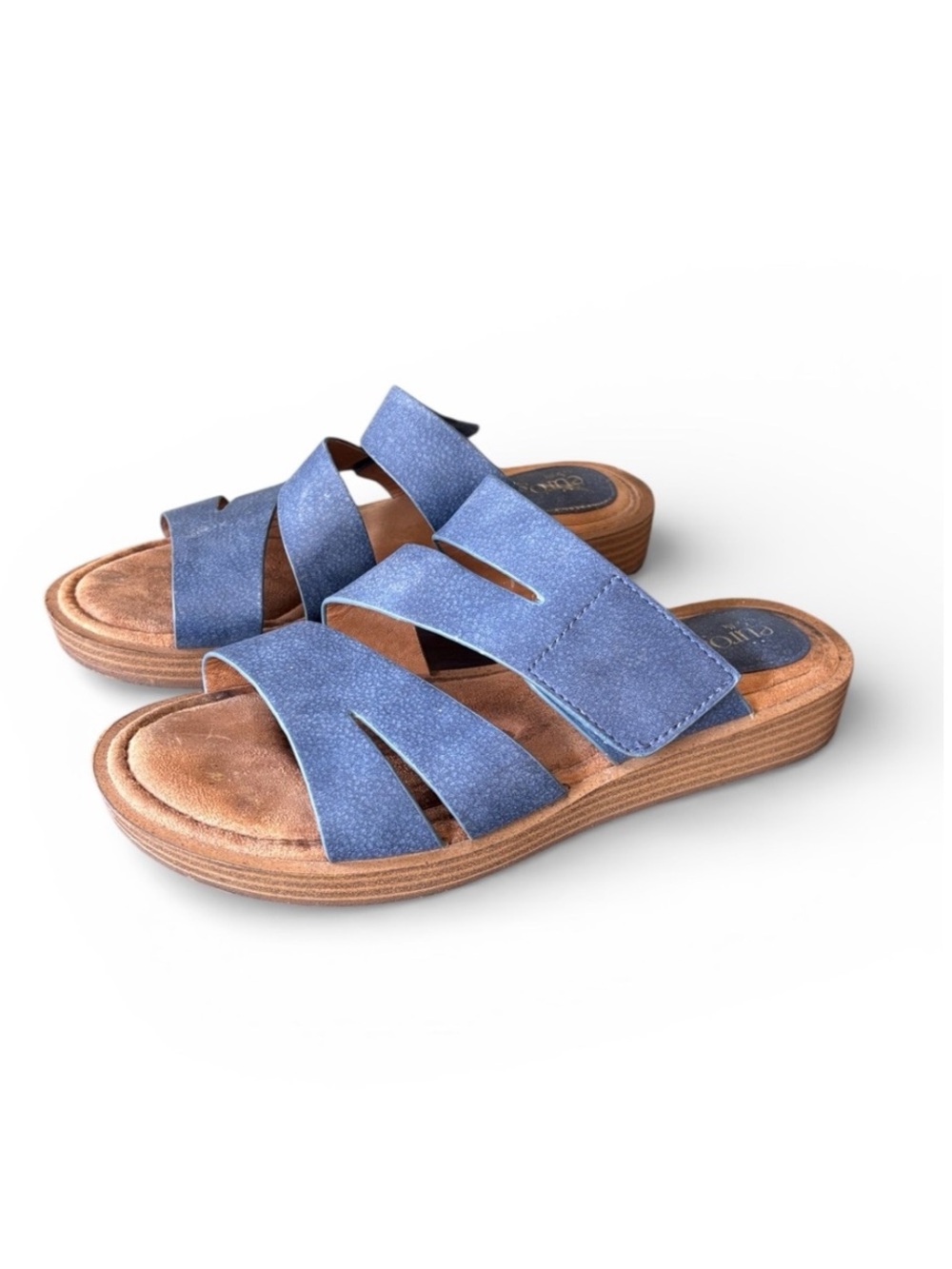 Eurosofft by Sofft Nadine Blue Slip On Faux Leather‎ Sandals Size 7
